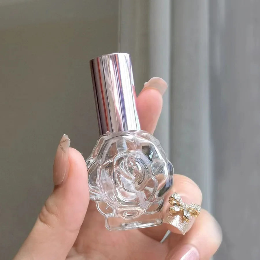 Perfume Bottle 10ML Glass Spray Mini Rose Shape Bottle Empty Cosmetic Alcohol Container Mist Atomizer Travel Simple Sprayer -