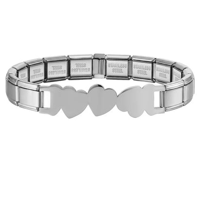 For Women Men Italian Charm Link 9mm Width Silver Gold Color Stainless Steel Bracelets on Hand DIY Making Jewelry