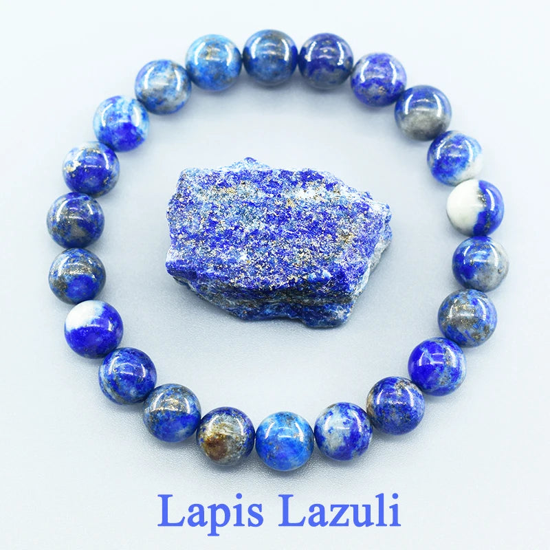 Real 5A Natural Lapis Lazuli Stone Beads Bracelet Homme Elastic Energy Healing Jewelry for Women Gift for Boyfriend