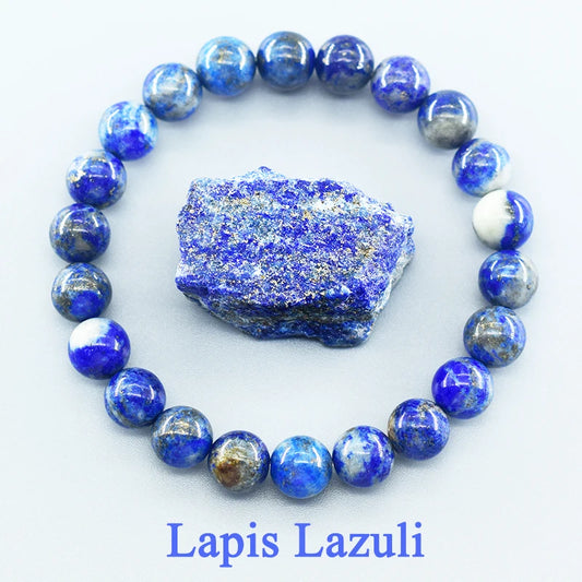 Real 5A Natural Lapis Lazuli Stone Beads Bracelet Homme Elastic Energy Healing Jewelry for Women Gift for Boyfriend