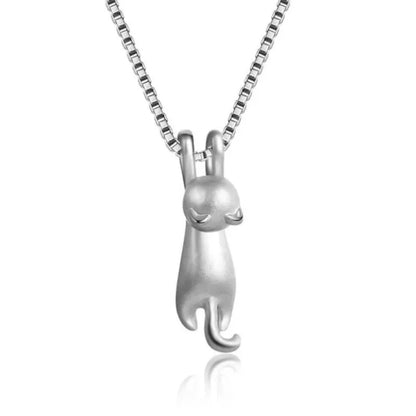 Popular 925 Sterling Silver Jewelry Fashion Simple Animal Cute Kitty Clavicle Chain Pendant Cat Necklaces XL003
