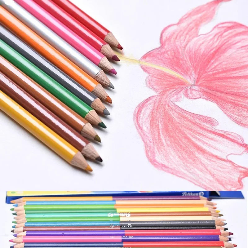 24 Colors Double Headed Pencils for Children Professional Drawing Sketching and Pastel Art Premium Student School Art Supplie