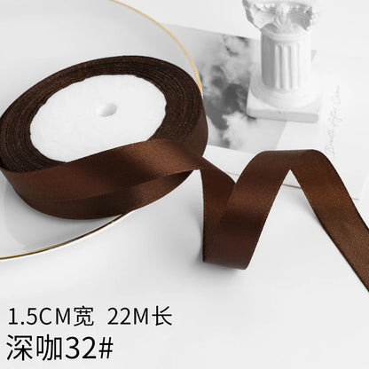Wusmart 22Meters/Roll 1.5cm Single Face Satin Ribbon DIY Handmade Crafts Fabric Christmas Wedding Decoration Silk Ribbons - D