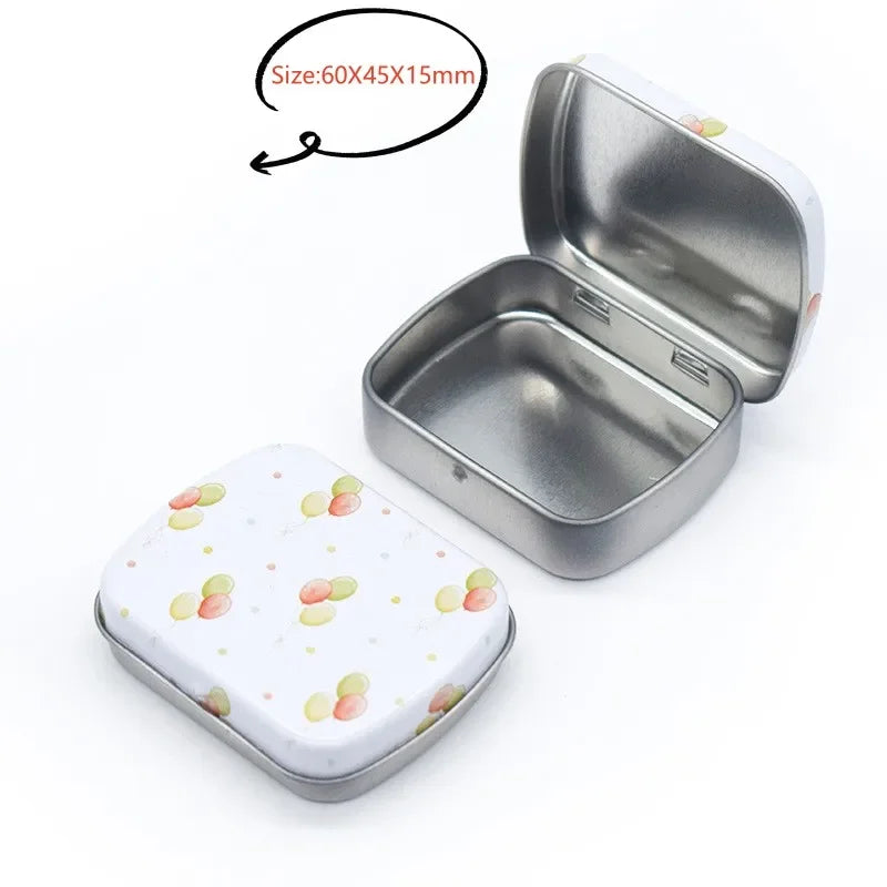 New Square Tin Storage Boxes Small Metal Storage Box Silver Jewelry Keys Coins Metal Box Tin Wedding Candy Storage Tin Can - 