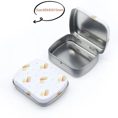 New Square Tin Storage Boxes Small Metal Storage Box Silver Jewelry Keys Coins Metal Box Tin Wedding Candy Storage Tin Can - 