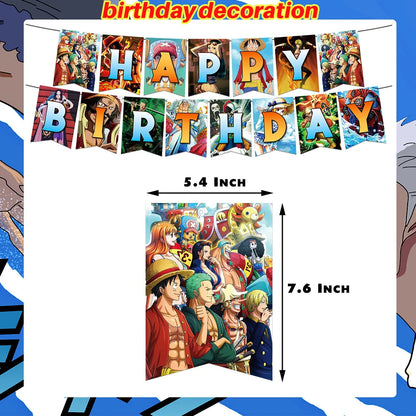 One Piece Birthday Party Dinner Plates Hanging Banner Cake Decoration One Piece Luffy Balloon Party Decoration Theme Props Gi