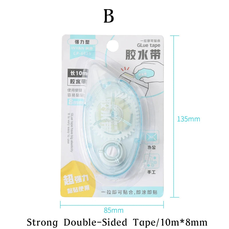 10m*8mm Strong Double Sided Adhesive Glue Tape DIY Scrapbooking Office Stationery Supplies High Viscosity Roller Tape - B