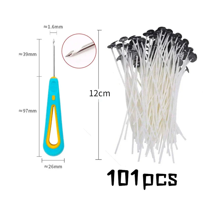 Multiple Sizes Waxed Cotton Thread Candle Wick 100pcs/set Smokeless Wick & Holder Candle Making Set Accessories Wicks Bracket