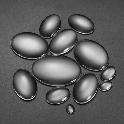 5-50pcs/lot Size 10-50mm Oval Glass Cabochon Cameo Transparent Clear Flat Back Crystal Cabochon For Jewelry Making Accessorie