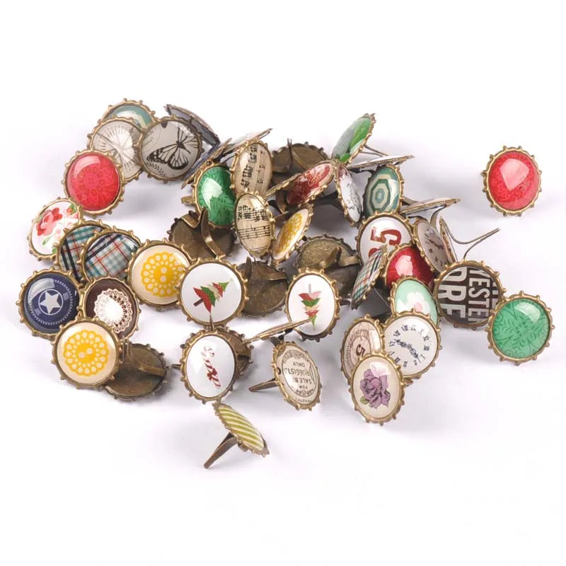 mix vintage Diy Brads Scrapbooking Embellishment Fastener Brad Metal Crafts Decoration CP2583