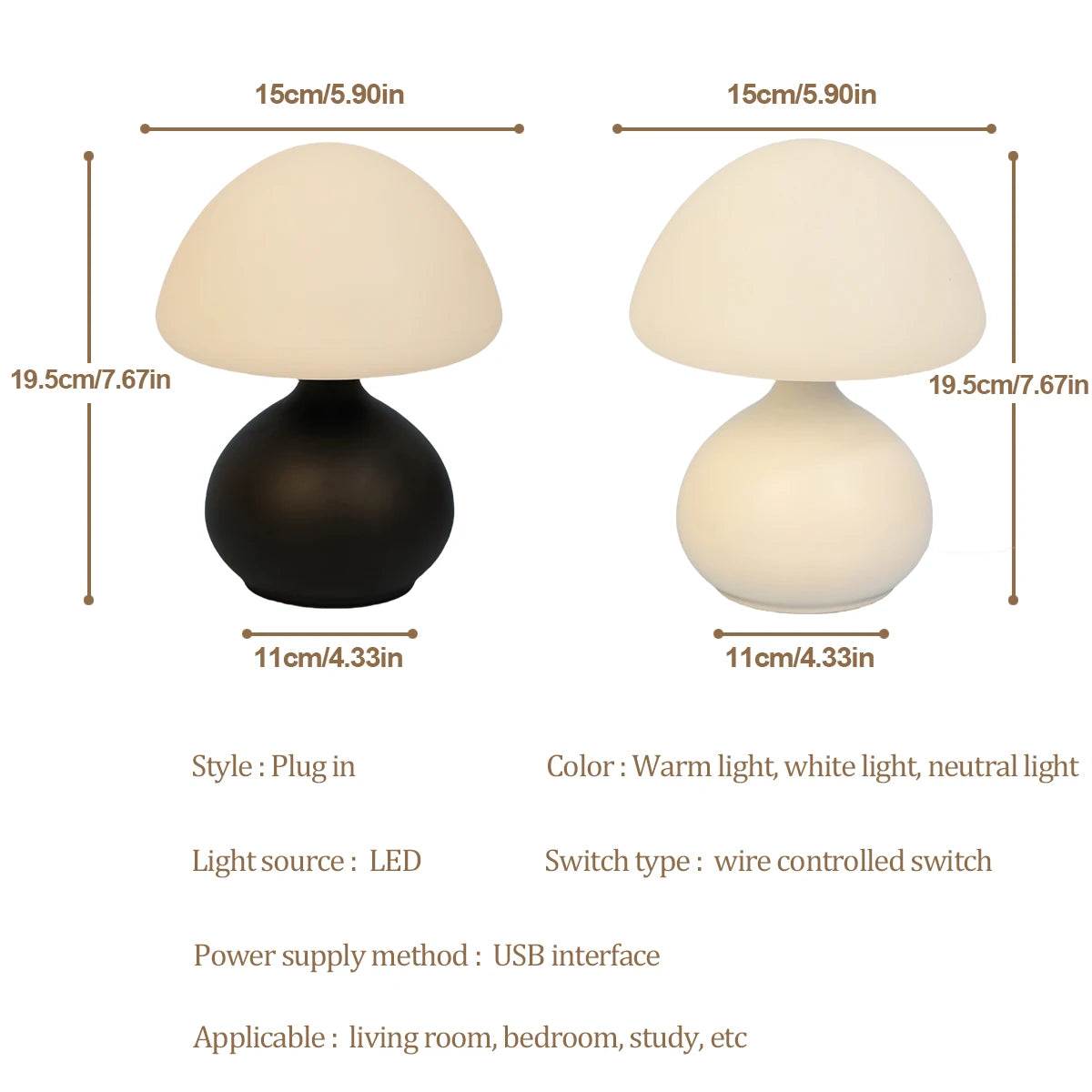 Modern minimalist mushroom table lamp with three color switching and infinite dimming for home decoration atmosphere table la