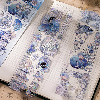 3 Sheets/Bag Of Classical Flower Hot Stamping PET Stickers Chinese Style Creative Diary Notebook Stickers DIY Collage Decorat
