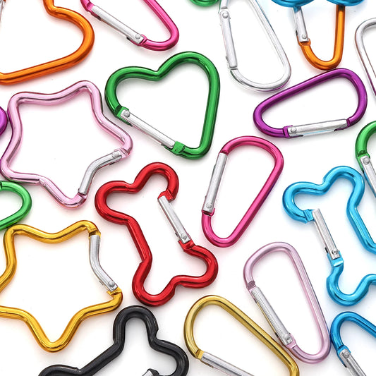 1 Pc Carabiner Rock Aluminum Mountain Buckle Star/Heart/D/Bone Shape Locking Clasp Keychain Multifunction Tools Jewelry Findi