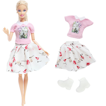 New Fashion Doll Dress Daily Outfit Girl Party Skirt Cute Mini Gown With Bag Clothes for 1/6 Doll DIY Accessories Baby Toys -