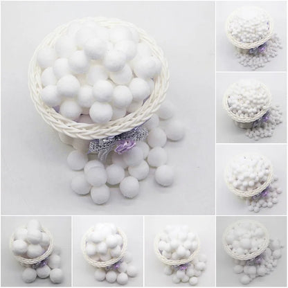 White Pompom 8mm 10mm 15mm 20mm 30mm 40mm Pom Poms Ponpon Crafts Supplies DIY for Kids Garment Sewing Home Wedding Decoration