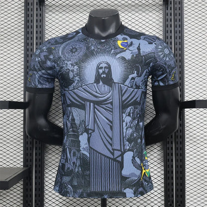 Summer Football Training Top Brazil Special Edition Jesus Black Grey Football Jersey Adult Children Outdoor Quick-drying Tshi