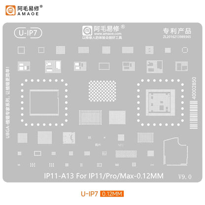 Amaoe BGA Reballing Stencil Template For iPhone 17 16 15 14 13 12 11 Pro Max XSMax 8 7P 7 6 A18 Tin Planting Soldering Net to