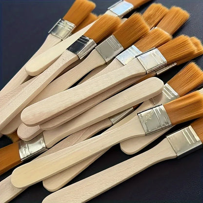 10Pcs Wooden Handle Nylon Bristle Paint Brush for Oil Painting, Dusting and Cleaning - Unrechargeable Hand Tool Set Without B