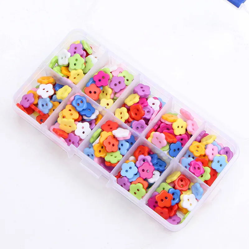 100Pcs Cute Plum Blossom Flower Buttons,Sewing Buttons Craft DIY Children's Handmade Buttons,Children's Sweater Buttons
