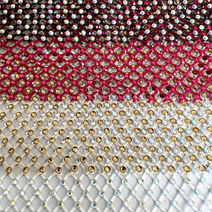 Multicolor Rhinestones Mesh Applique Trim Fabric With Rhinestones SS10 Crystal Sewing Trimming Strass Crystal Tape Net For DI