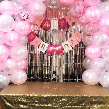 Pastel Pink White Latex Balloons Set Metallic Pink Confetti Balloon Wedding Bridal Shower Baby Shower Girls Birthday Decorati