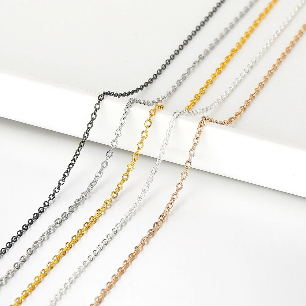 2 Meters No Fade Stainless Steel 1/1.5/2mm Width Cross Chains Link Chains for Necklaces Bracelets Findings DIY Jewelry Materi