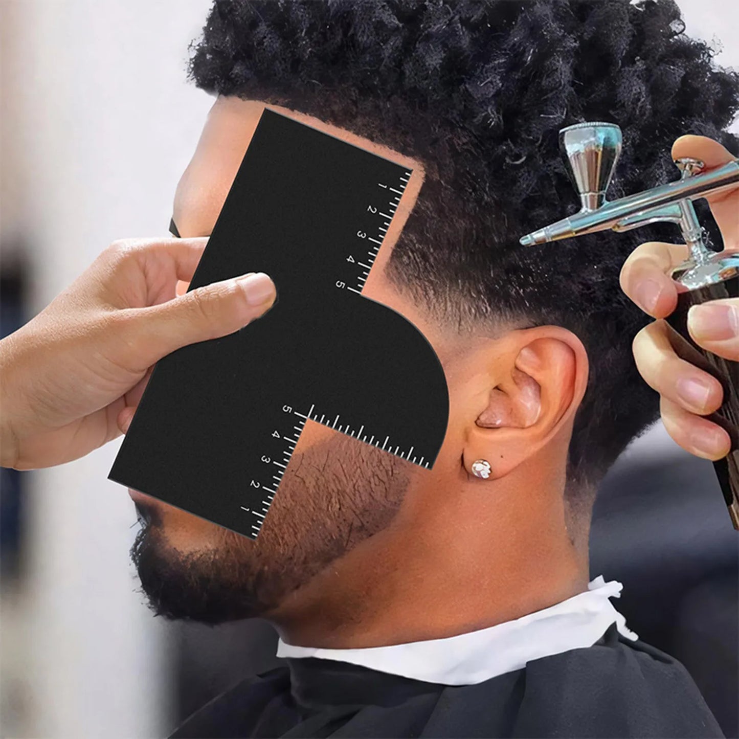 1Pcs Men Hair Styling Template Barber Haircut Card with Measurement Indicator Men Hairline Beard Lineup Guide Haircut Templat
