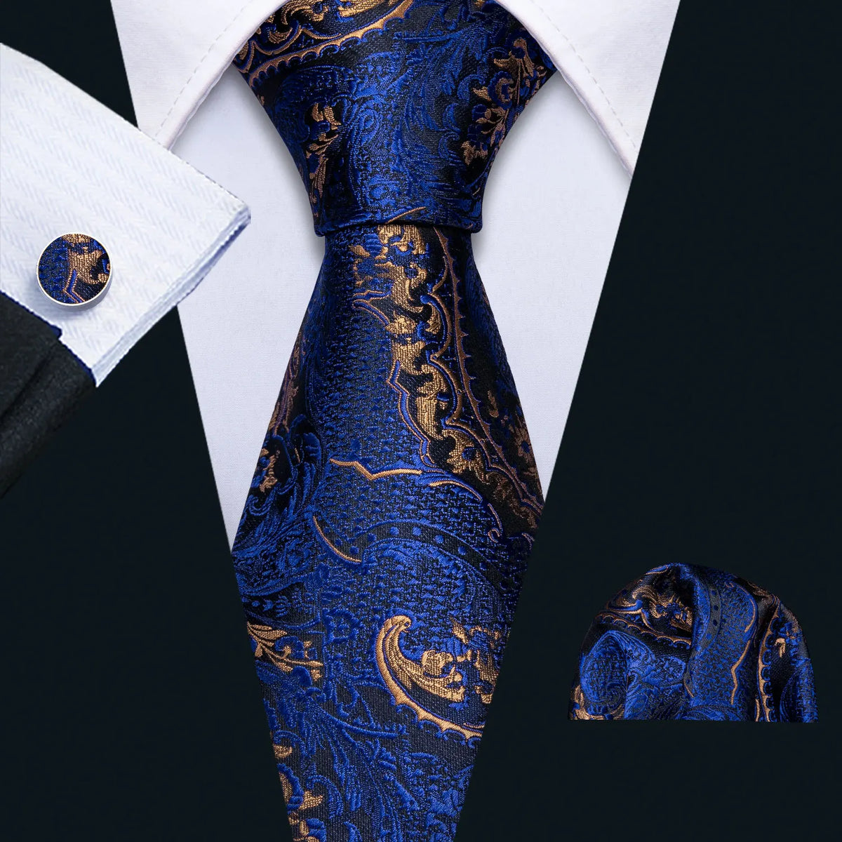 Men Tie Gold Navy Blue Striped Tie Barry.Wang 3.4" Jacquard Party Wedding Woven Fashion Designers Necktie For Men silk Busine