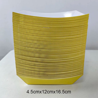 6/12/24 Solid Color Paper Food Trays Disposable Food Boat Black White Blue Yellow Popcorn Box Baby Showe Birthday Party Suppl