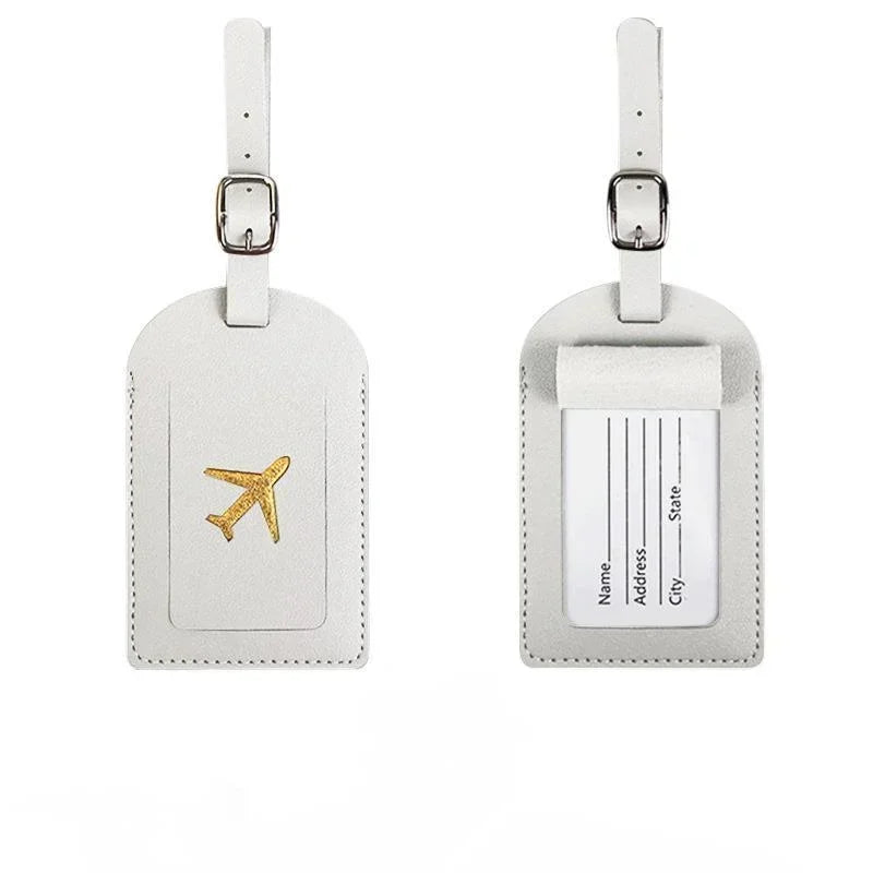 Stamped Leather Business Luggage Tag Suitcase Address Label Luggage Boarding Case Label Name ID Address Clip Travel Accessori