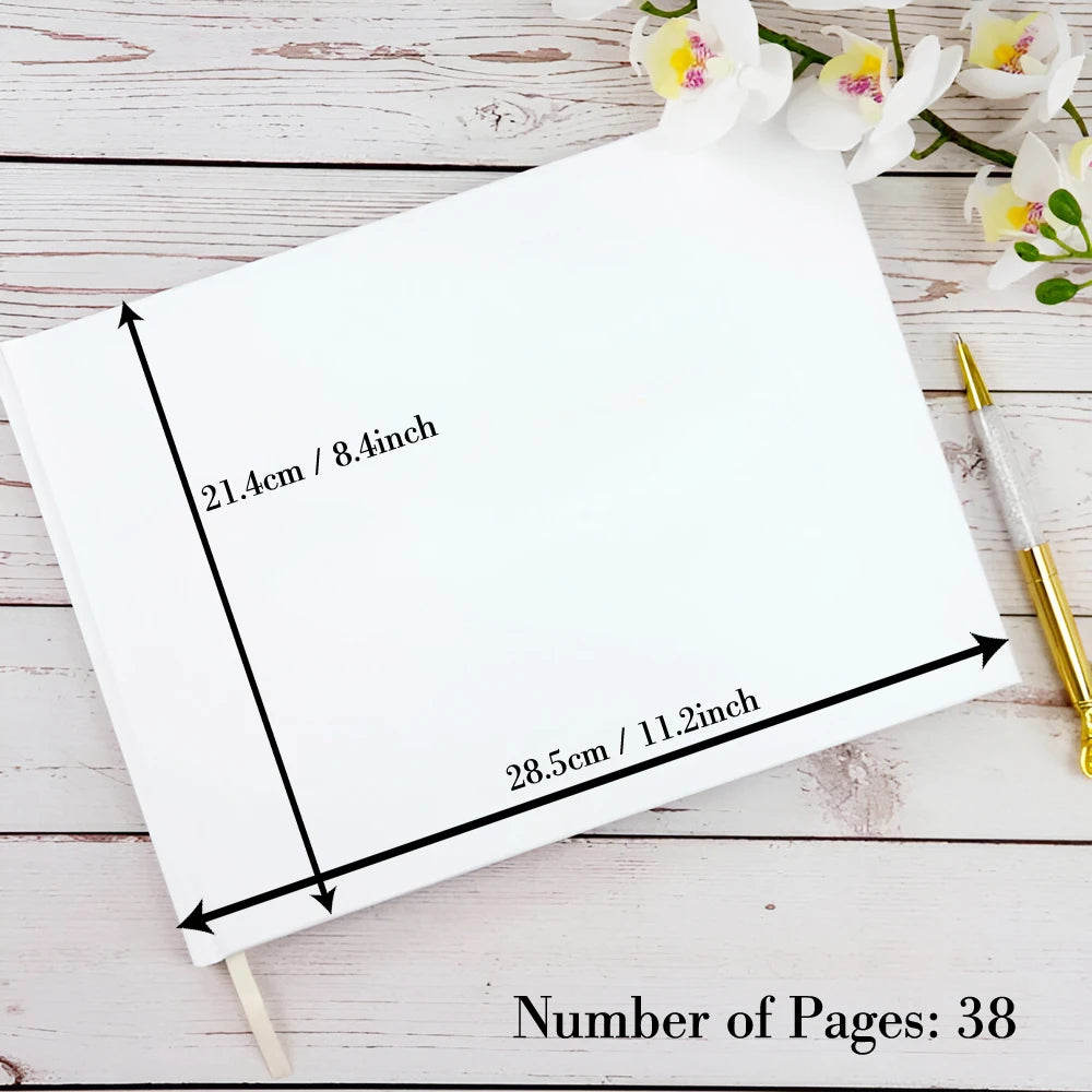Personalized Wedding Guest Book Custom Black and White Guestbook for Reception, Engagement, Anniversary Keepsakes, Wedding Gi