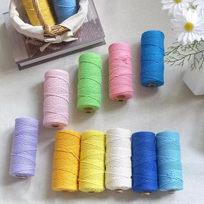 Handmade Boho Decor 3mm 100% Colorful Cotton Cord Rope Thread Twisted Macrame String DIY Home Wedding Decoration Supply 110 Y