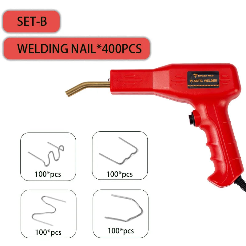 Plastic Welder Hot Nail Gun with 200-800 Nails for Car Bumper PVC Repair Garage Tool Kit Machine Welding