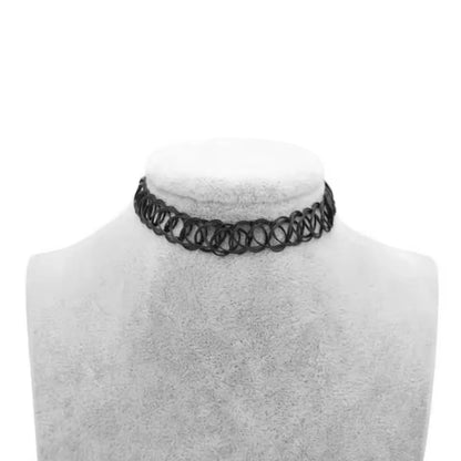 Vintage Elastic Braided Fish Thread Choker Gothic Black Choker 1pc Fashion Necklace for Punk Women Gift Valentine's Day Gift