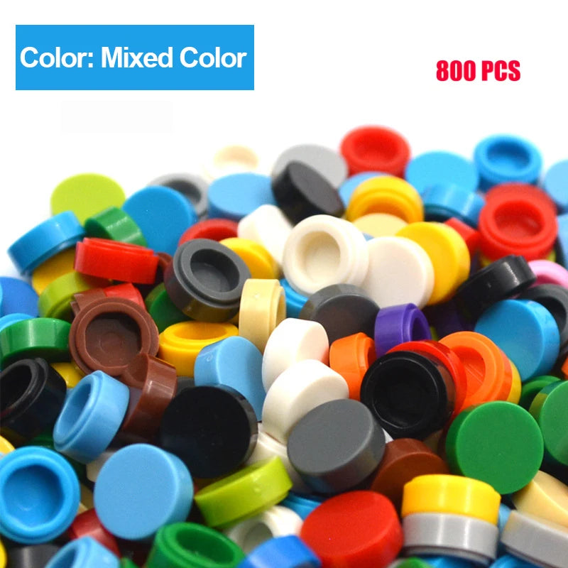 800PCS FLAT Tile 1x1 Dots Round Bricks 35381 98138 MOC DIY Building Blocks Parts for Mosaic Portrait Art Design Children Toys