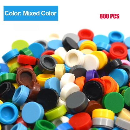 800PCS FLAT Tile 1x1 Dots Round Bricks 35381 98138 MOC DIY Building Blocks Parts for Mosaic Portrait Art Design Children Toys
