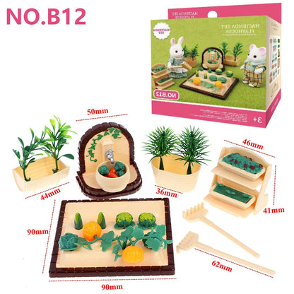 Forest Animal Family Dollhouse Furniture 1/12 Miniature Toys Girl Dolls Accessories Bedroom Bathroom Dollhouse Kit For Dolls 