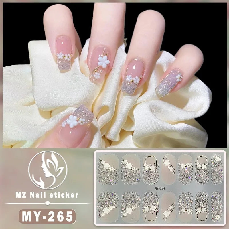 Nail Sticker Full Cover Waterproof Nail Art Manicure Decoration Sweet DIY Nail Decail Rhinestones Self Adhesive Manicure INS 