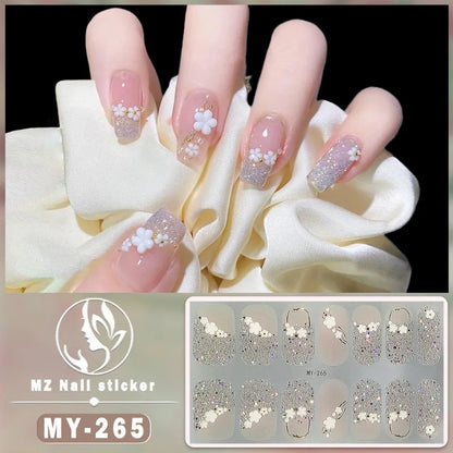 Nail Sticker Full Cover Waterproof Nail Art Manicure Decoration Sweet DIY Nail Decail Rhinestones Self Adhesive Manicure INS 