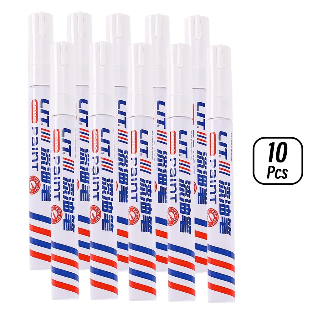 3mm 10p Colorful 8 Colors Permanent Paint Marker Waterproof White Markers tire tread rubber fabric Paint metal Paint Marker P