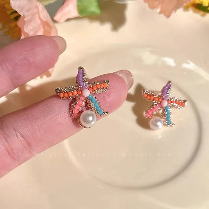 Shiny Rhinestone Zircon Cross Earrings For Women Korean Fashion Stainless Steel Earring Daily Birthday Party Y2K Jewelry Gift