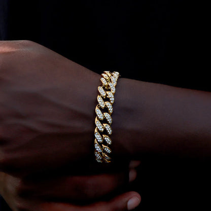 14MM Iced Prong Link Cuban Chain Bracelets for Men Women Full Rhinestones Chunky Miami Cuban Bracelet Punk Hip Hop Jewelry Gi
