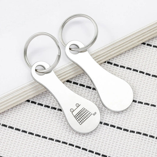 1Pcs Cart Shopping Token Trolley Key Keychain Coin Quarter Grocery Supermarket Holder Keyring Metal Ring Change Unlock Coins