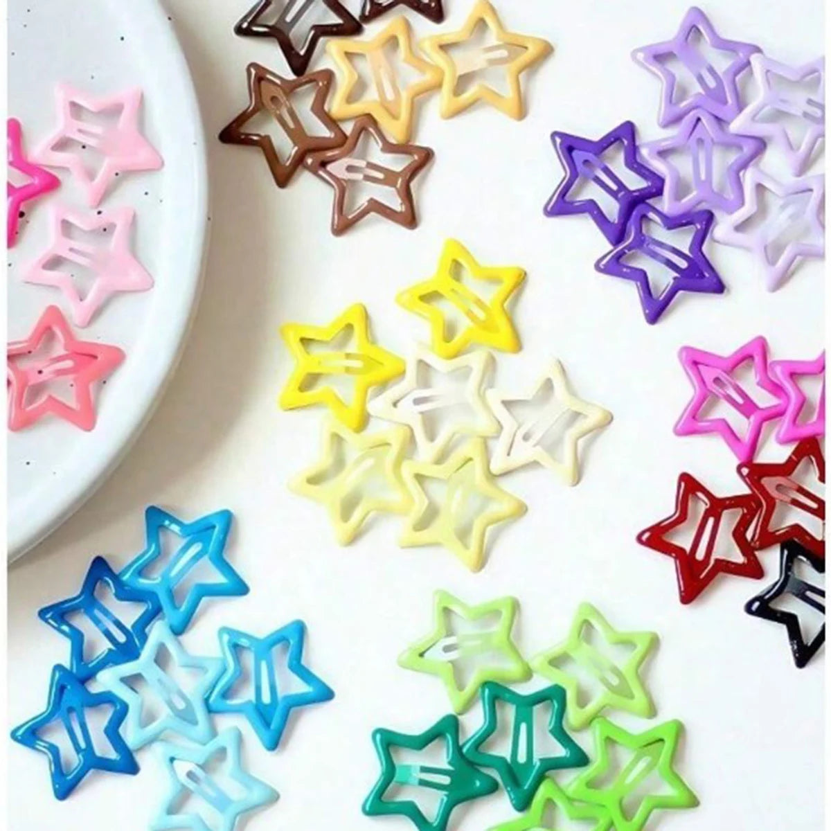 10/30/50pcs Colorful Star BB Hair Clips Girls Y2K Cute Star Barrettes Women Simple Metal Snap Clip Headdress Hair Jewelry Acc