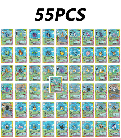 Shiny 55Pcs Cute DIY Card Proxy Pokemon My bubble friends Holographic Anime Version Classical Collection Cards Eevee Charizar