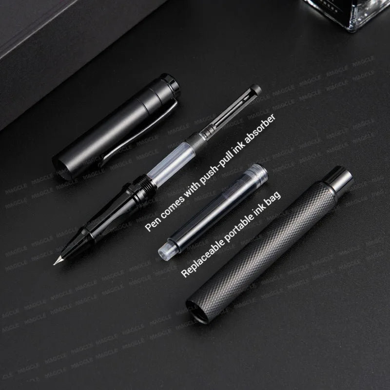 Luxury Metal Black Fountain Pen Nib 0.28/0.38/0.5/0.7/1mm Calligraphy Writing Pen Office Business School Stationery Supplies