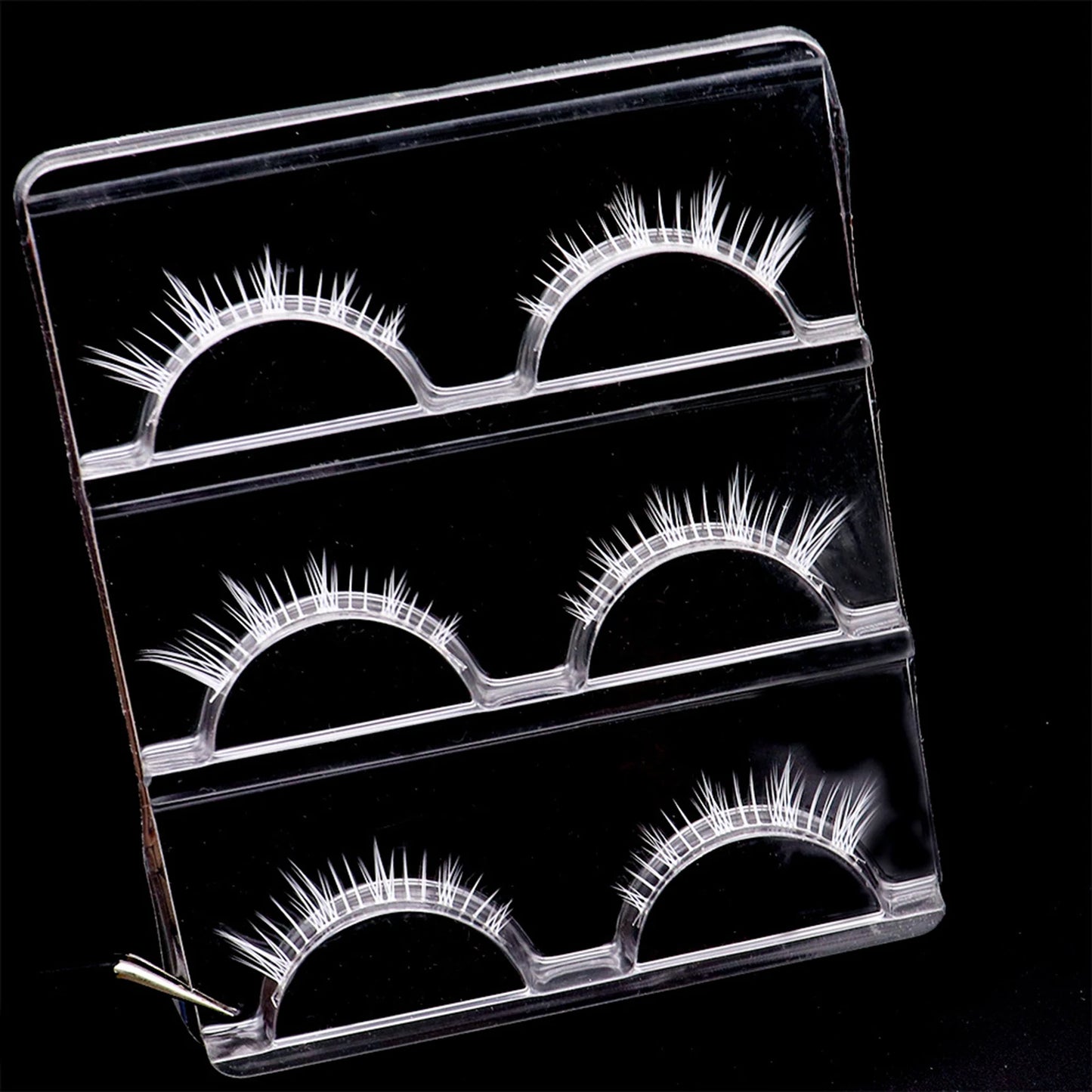 White Feather Lashes Strips Manga Cosplay False Eyelashes Full Srip Cluster Lashes Extensions Halloween Christmas Party Makeu