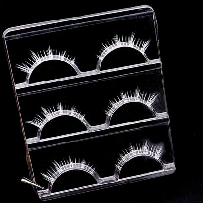 White Feather Lashes Strips Manga Cosplay False Eyelashes Full Srip Cluster Lashes Extensions Halloween Christmas Party Makeu