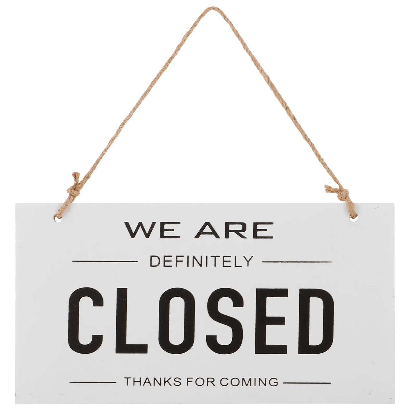 Double-Sided Wooden Store Sign White Simple Design Open Closed Sign for Door Hanging Rustic Decor