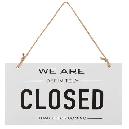 Double-Sided Wooden Store Sign White Simple Design Open Closed Sign for Door Hanging Rustic Decor